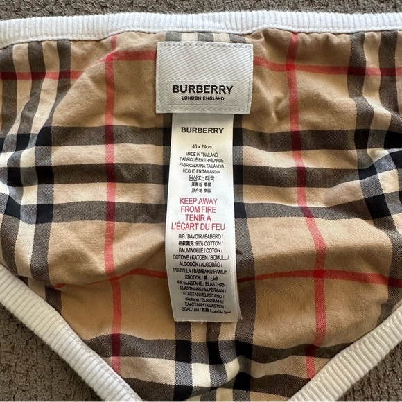 Burberry Kids Checkered Bib with White Trim - Picture 3 of 6